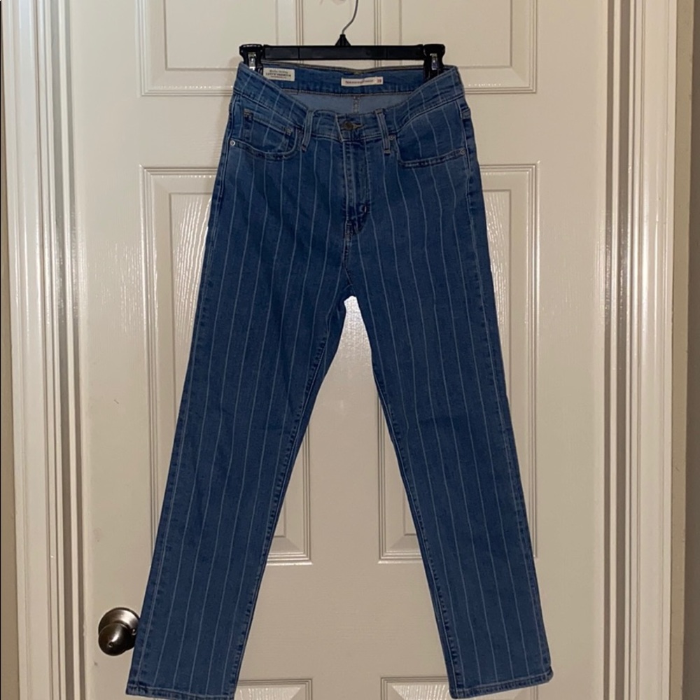 Levi High Rise Straight Stripped Jean